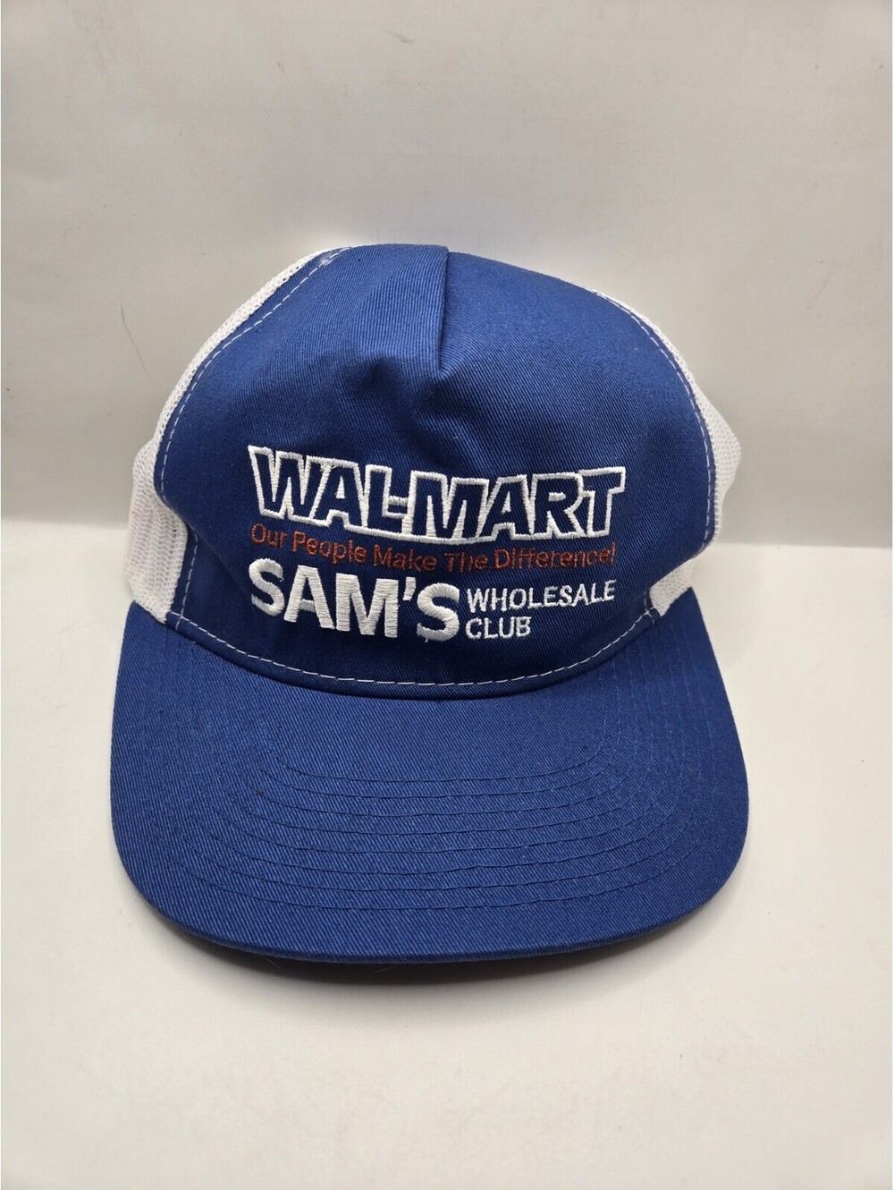 Walmart Sam's Club Mens Blue Trucker Hat Snapback Logo OSFM Wal-Mart Museum